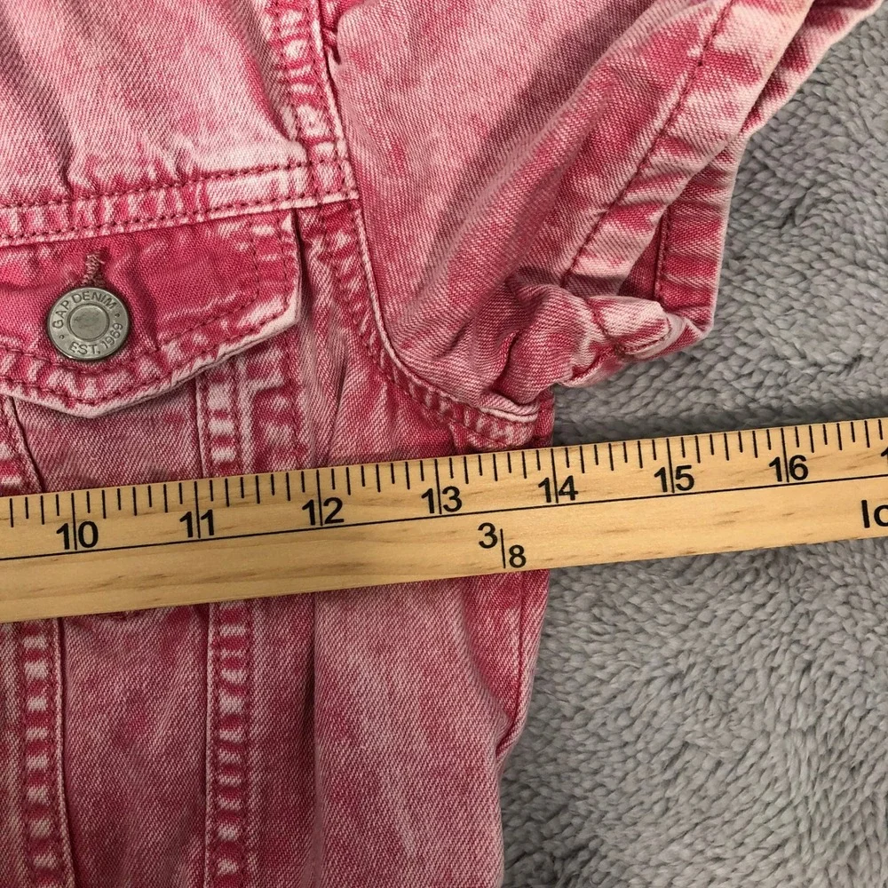 Gap Denim Dress Girls Size Medium Pink Acid Wash Short Sleeve Button Front